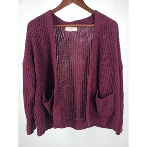 No‎ Comment Regular Sz M Sweater Cardigan Long Sleeve Open Front Raspberry Tunic